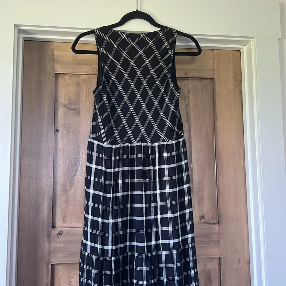 NWT J. Jill Black White Mixed Print Plaid Print Midi Dress - Picture 10 of 10